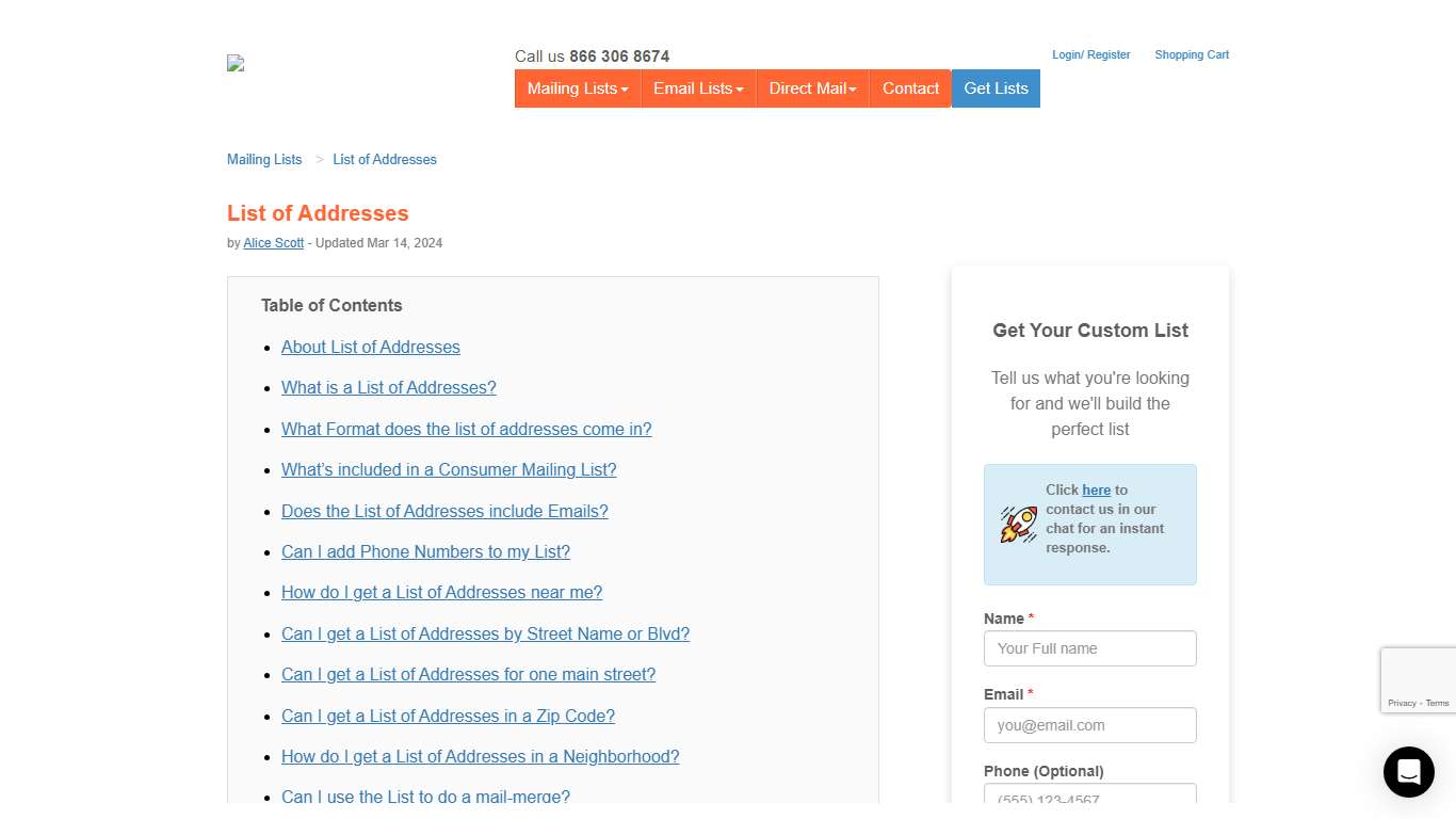 List of Addresses | LeadsPlease